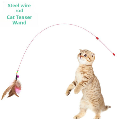 Pet wire feather bell cat toy